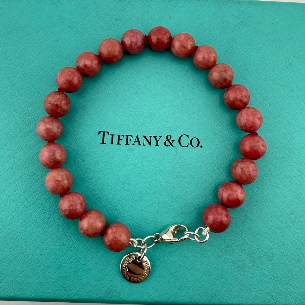 RARE Tiffany & Co. 8mm Rhodonite Bead Bracelet Paloma Picasso Sterling Silver
